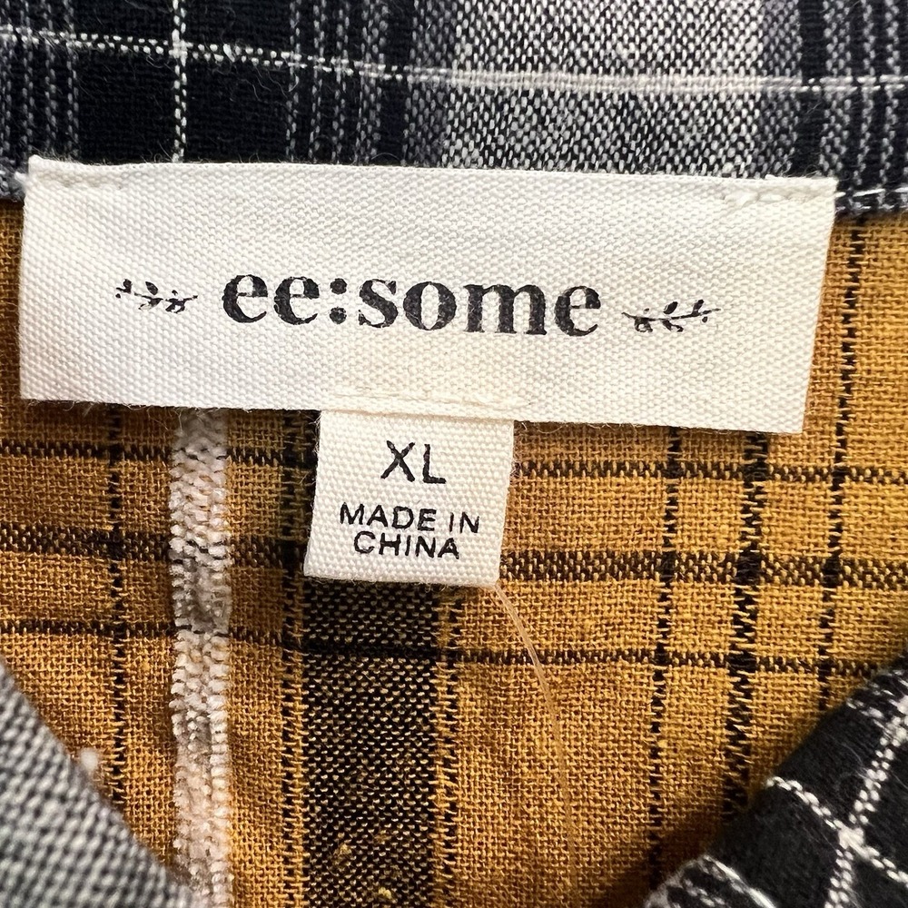 ee:some Mixed Material Flannel Shirt Sz 1x Cotton Long Sleeve Button Up Shacket - Picture 2 of 8